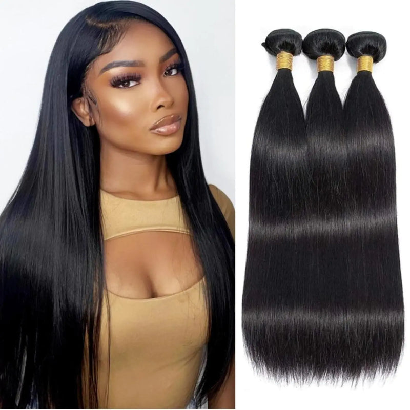 Straight Bundles Human Hair 18 18 18 Inch Brazilian Straight Hair Bundles 12a 100% Unprocessed Virgin Hair Weave Bundles Human Hair Extension for Women 300g