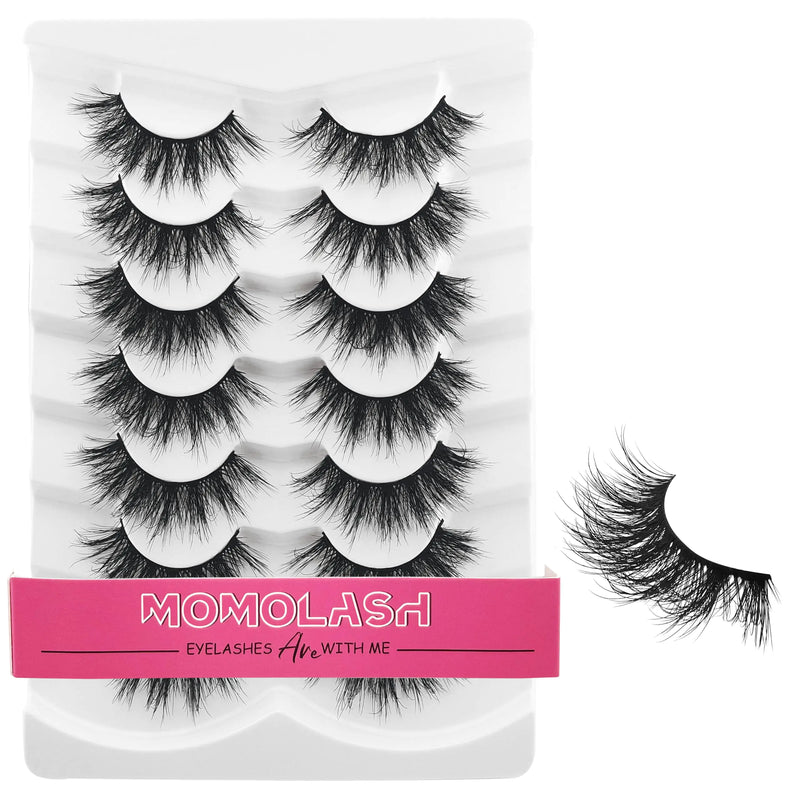 Eyelashes Wispy Faux Mink Lashes Fluffy Eye Lashes 7 Pairs Natural Look 8D Volume 16mm Fake Eyelashes Pack False Eyelashes Natural Look by MOMOLASH