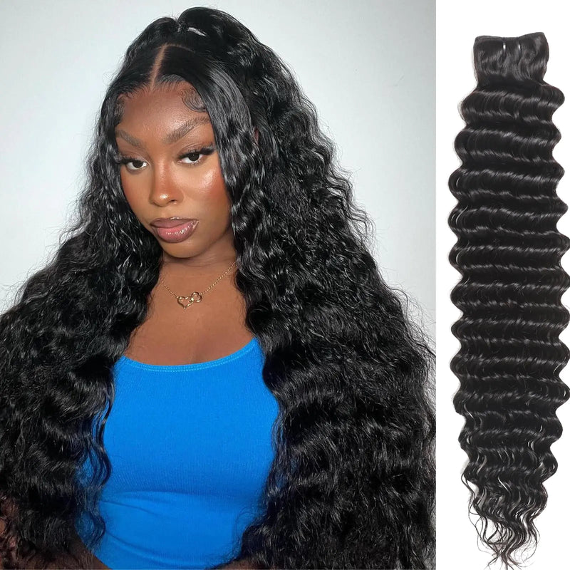 Deep Wave Bundles Human Hair One Bundle Brazilian Water Wave Human Hair Bundles 30 Inch 12A 100% Unprocessed Deep Curly Bundles Human Hair Double Weft Human Hair Weave Bundles