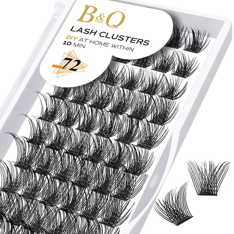 B&Qaugen Lash Clusters B02 C Curl 16mm DIY Eyelash Extensions 72 Clusters Lashes C D Curl Mega Volume Individual Lashes Eyelash Clusters Extensions Individual Lashes Cluster DIY (B02-C-16mm)