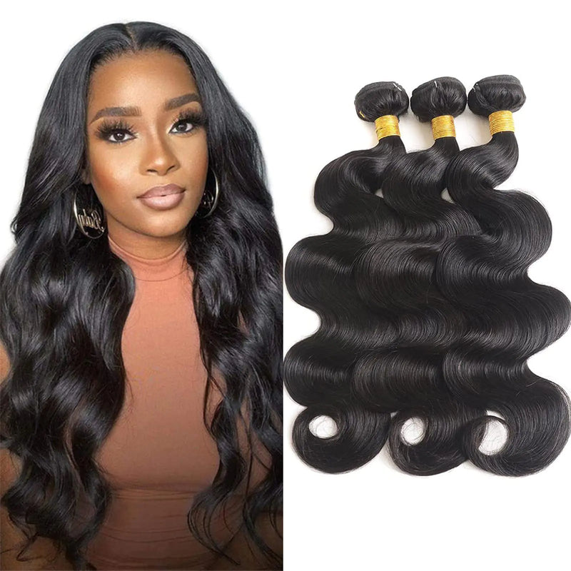 Body Wave Bundles Human Hair 14 16 18 Inch Brazilian Virgin Human Hair Bundles Body Wave 3 Bundles 100% Unprocessed Weave Bundles Human Hair