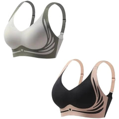 Super Gather Bra Soft Comfortable Gather BraWireless Push-Up Bra Lift Bra Women Lingerie Everyday (Green+Black M)