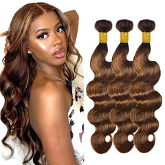 Highlight Body Wave Bundles P4/30 Bundles Human Hair Weave 18 20 22 Inch Unprocessed Peruvian Virgin Dark Brown Body Wave 3 Bundles Chocolate Brown Bundles Human Hair for Women