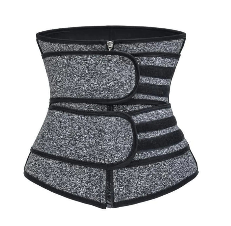 Flyposters Workout Waist Trainer for Women Man -Tummy Control Slimming Body Shaper Belt Sauna Sweat Corset Cincher with Zipper (Grey XX-Large)