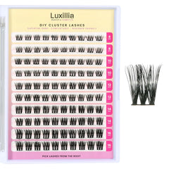 Luxillia Cluster Lashes Kit 130 PCS Individual Eyelash Extension - False Natural Lash Cluster Extensions - Starlet