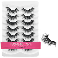 Eyelashes Wispy Faux Mink Lashes Fluffy Eye Lashes 7 Pairs Natural Look 8D Volume 16mm Fake Eyelashes Pack False Eyelashes Natural Look by MOMOLASH