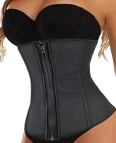 ALINBAIST Waist Trainer Cincher Trimmer Slimming Belt Latex Corset Zipper Body Shaper for Women (Small) Black