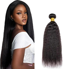 Kinky Straight Human Hair Bundles Natural Black Color Brazilian Unprocessed Virgin Hair 14 Inch Yaki Straight Bundles Human Hair Extensions