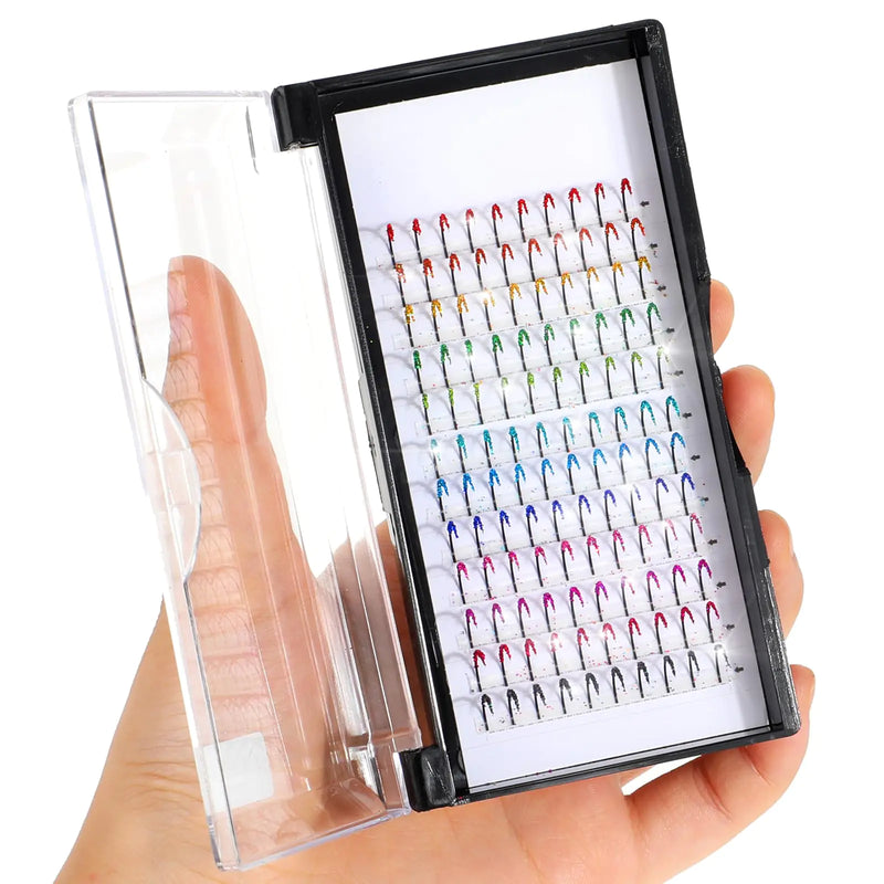 COMNICO Glitter Lash Extensions 120 Pcs 12 Colored Wide Individual Lashes Cluster DIY Eyelash Extensions Single Eye Lash Professional Supplies for Personal Makeup