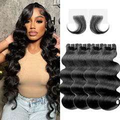 Rovess 12A Body Wave Bundles Human Hair 20 Inch 1 Bundles Body Wave Bundles 100% Unprocessed Brazilian Virgin Hair Hair Extensions Weave Human Hair Raw Bundles Natural Black