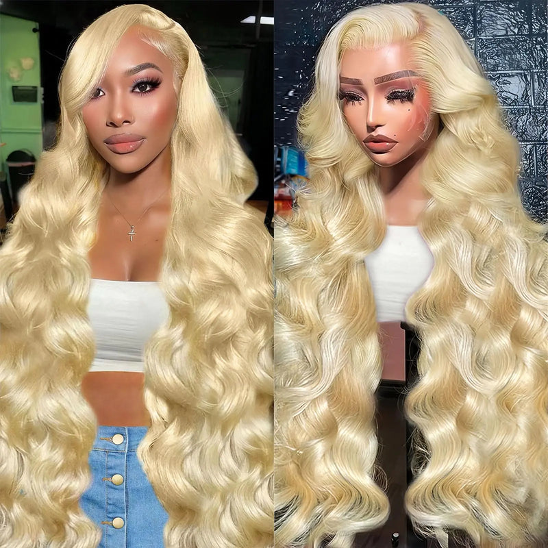 Ruaswey Blonde Wig Human Hair 613 13x6 Lace Front Wig Human Hair 200 Density Blonde HD Lace Front Wigs Human Hair Pre Plucked Body Wave Human Hair Lace Front Wigs 613 Frontal Wigs Human Hair 24 Inch