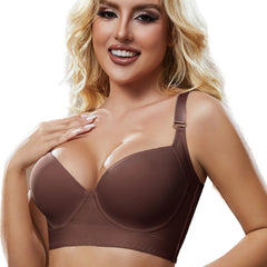 Simpyiss Plus Size Bralettes for Women Comfortable Sexy Lingerie for Women Back Smoothing Push Up Bra（Brown42D